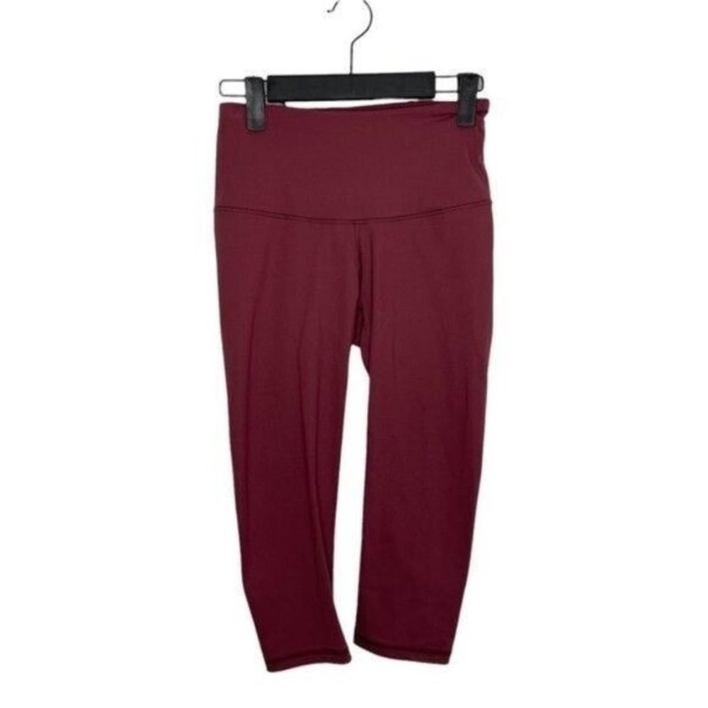 Lululemon Wunder Under High-Rise Crop Leggings Burgundy Red Size 4 17 Inseam